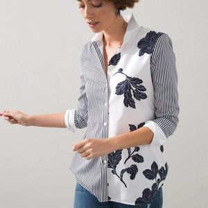 Chico's Stretch Mixed Print Shirt no iron Sz 8 (like new)